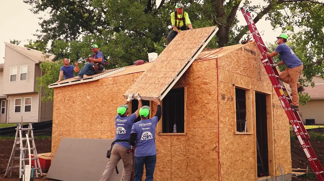 temporary housing being built for homeless veterans