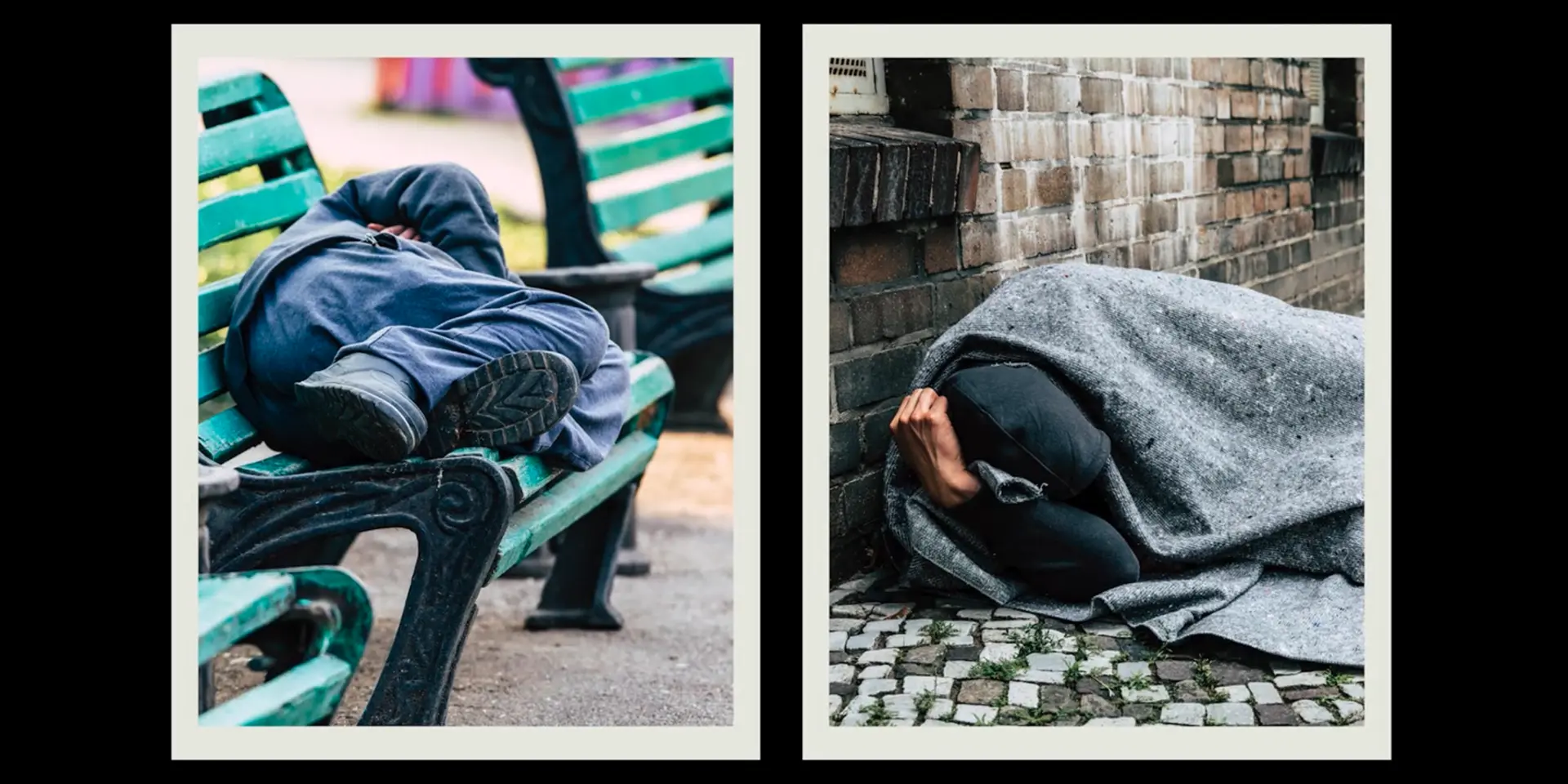 homeless veterans sleeping on park benches and in alleyways